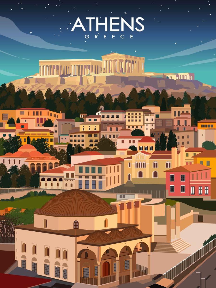 Vintage Athens Greece Travel P – Vintage Collectible Posters recenzja i cena
